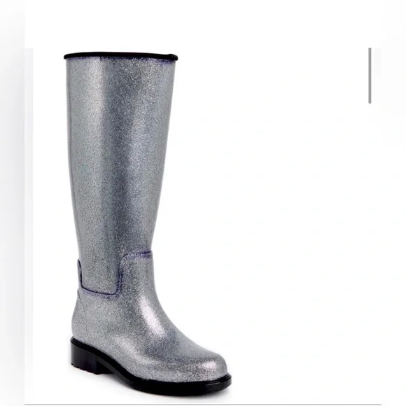 Melissa Fullness Silver Glass Glitter Rain Boots New Size 7 - Picture 2 of 6